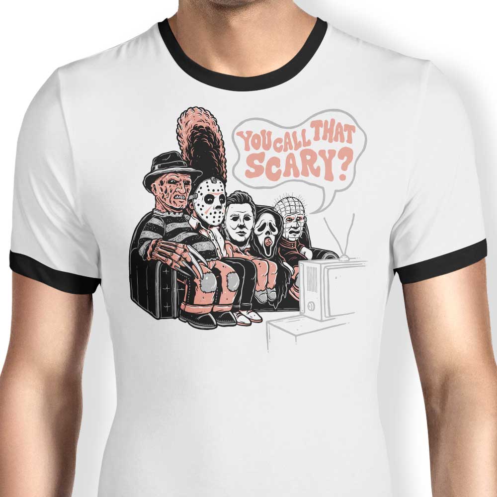 Scary Couch Gag Themed Men's Ringer Style T-Shirt