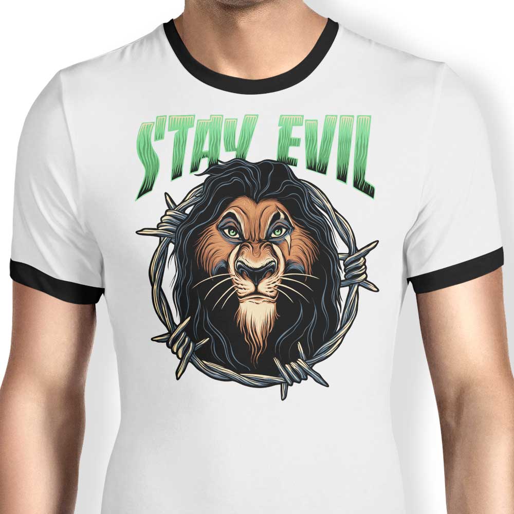 Stay Evil Men's Ringer Style Cotton T-Shirt