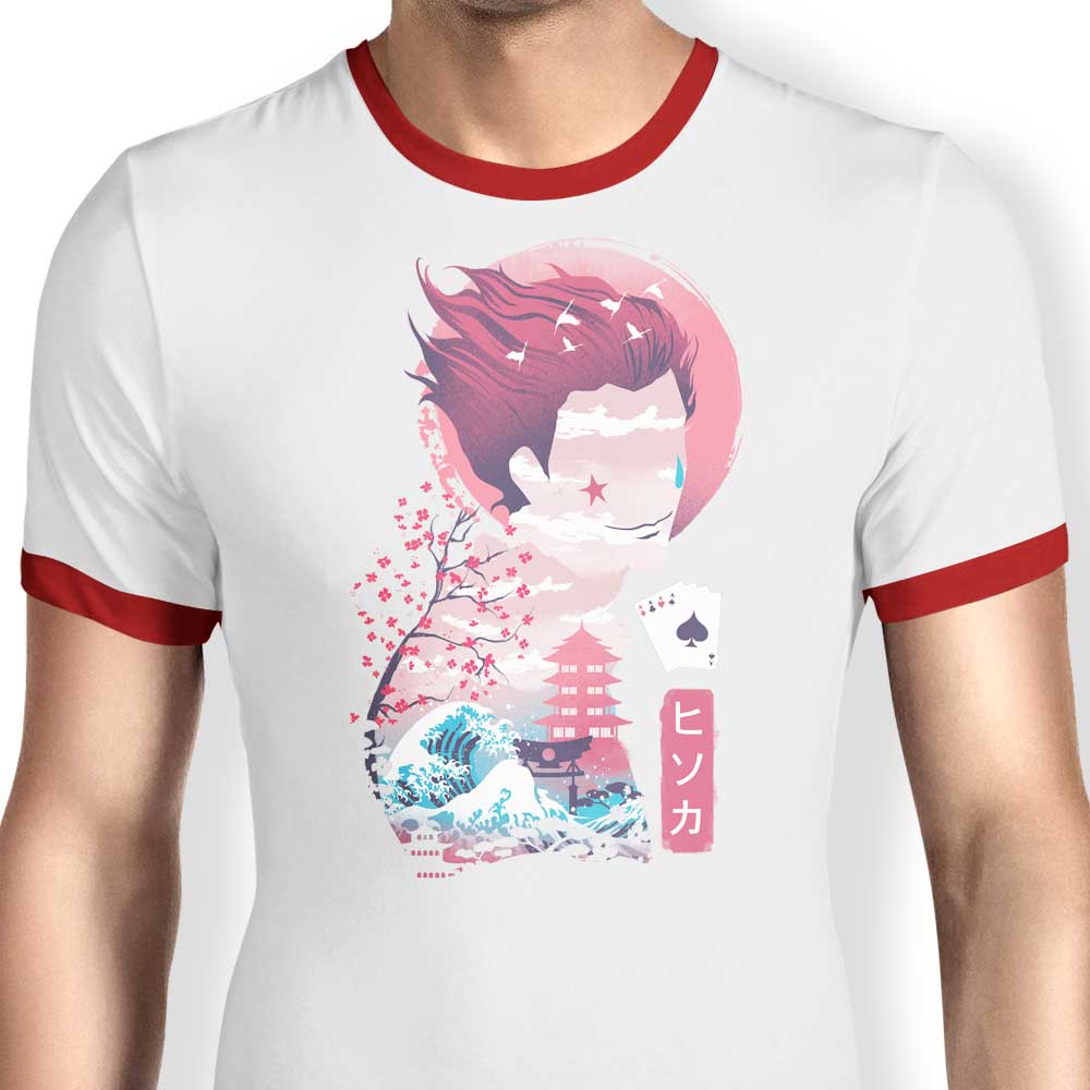 Dandingeroz Ukiyo - e Hunter Men's 100% Cotton Ringer T - Shirt