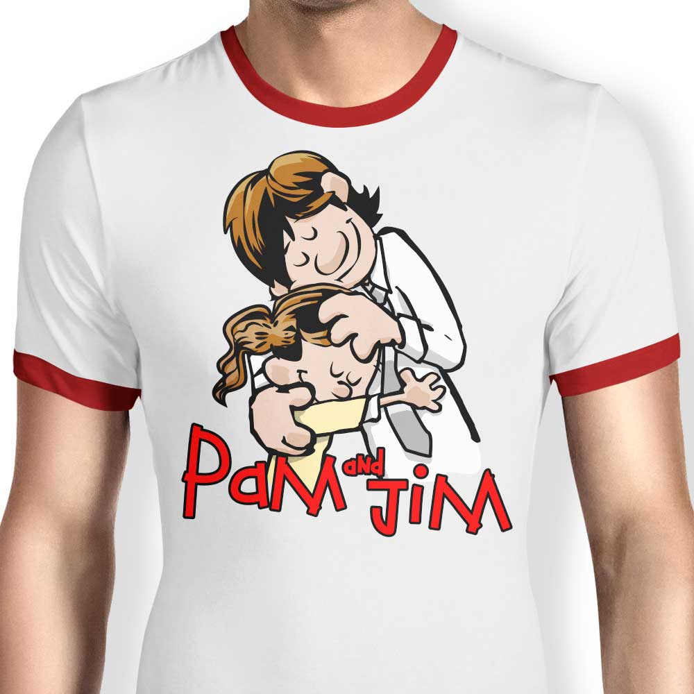 Pam and Jim Inspired Men's Cotton Ringer T-Shirt in S to 4XL Sizes