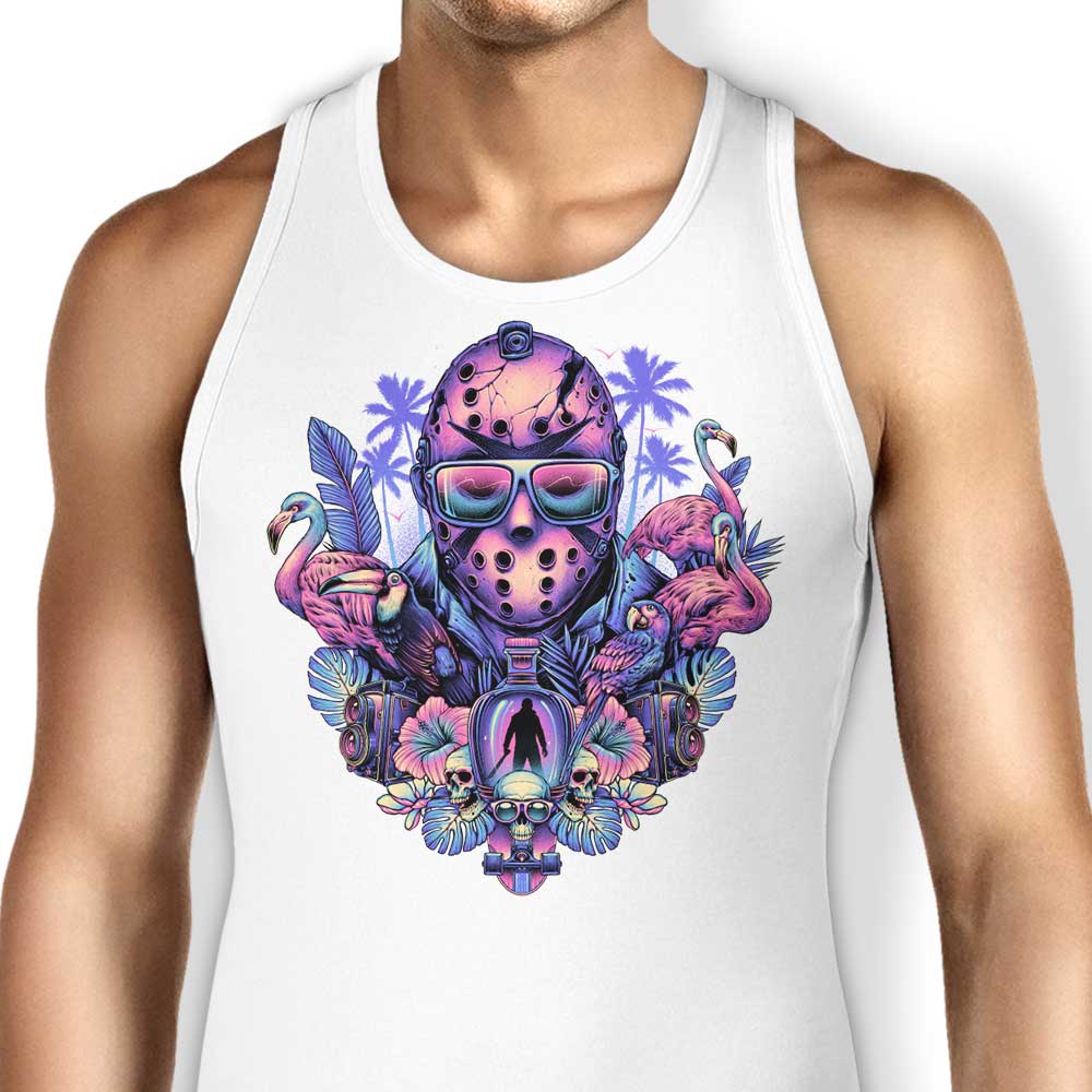 Glitchygorilla's Comfortable Tropical Camper Unisex and Women's Tank Tops