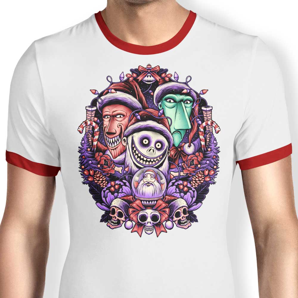 Glitchygorilla's Christmas Mischief Men's Ringer T - Shirt in S to 4XL Sizes