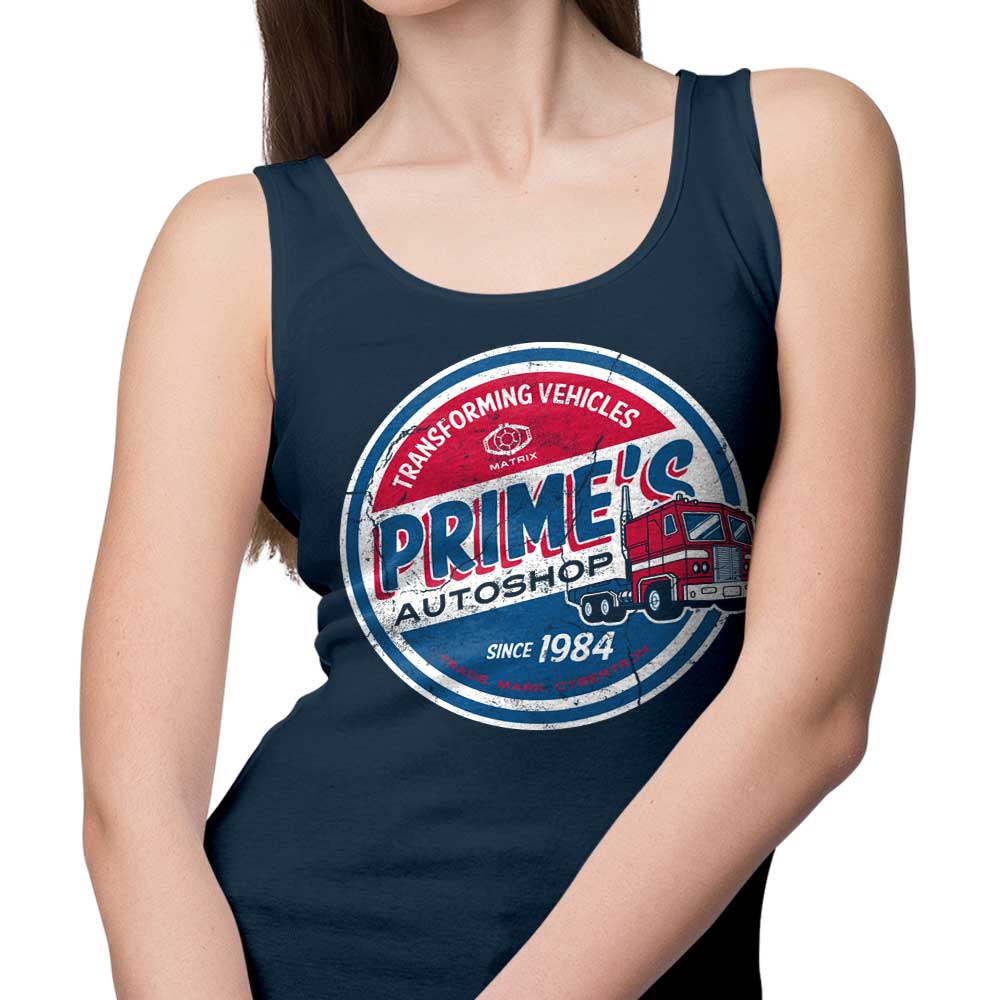 Prime's Auto Shop Men's Sleeveless Tank Top for Automotive Enthusiasts