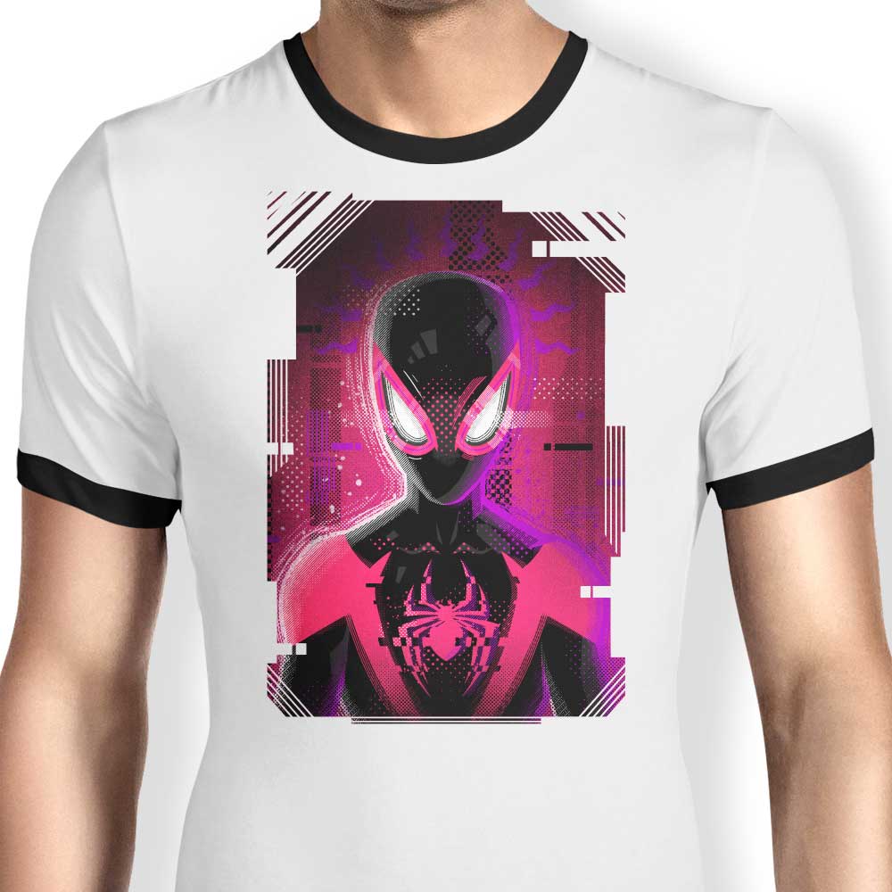 Glitched Morales Men's Fashionable Ringer T-Shirt for Various Sizes