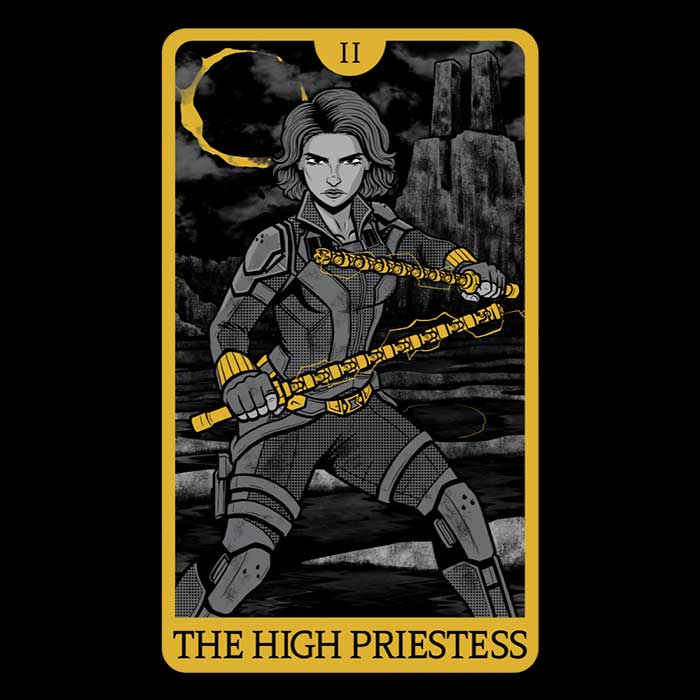 Tarot-themed Men's Ringer T-Shirt Featuring The High Priestess Design
