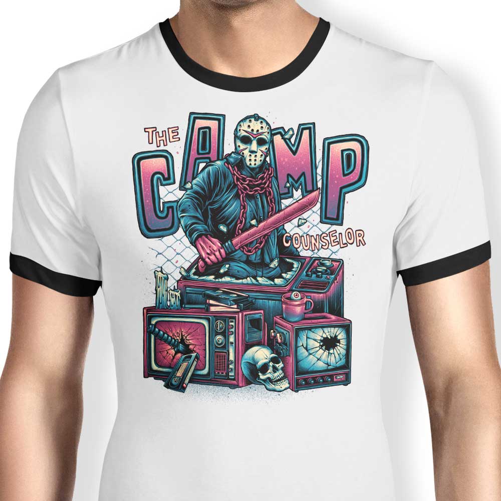 Glitchygorilla Men's 100% Cotton Ringer T-Shirt - The Camp Counselor Style