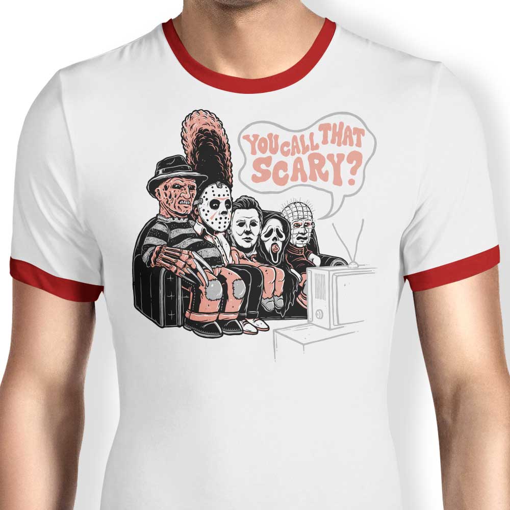 Scary Couch Gag Themed Men's Ringer Style T-Shirt