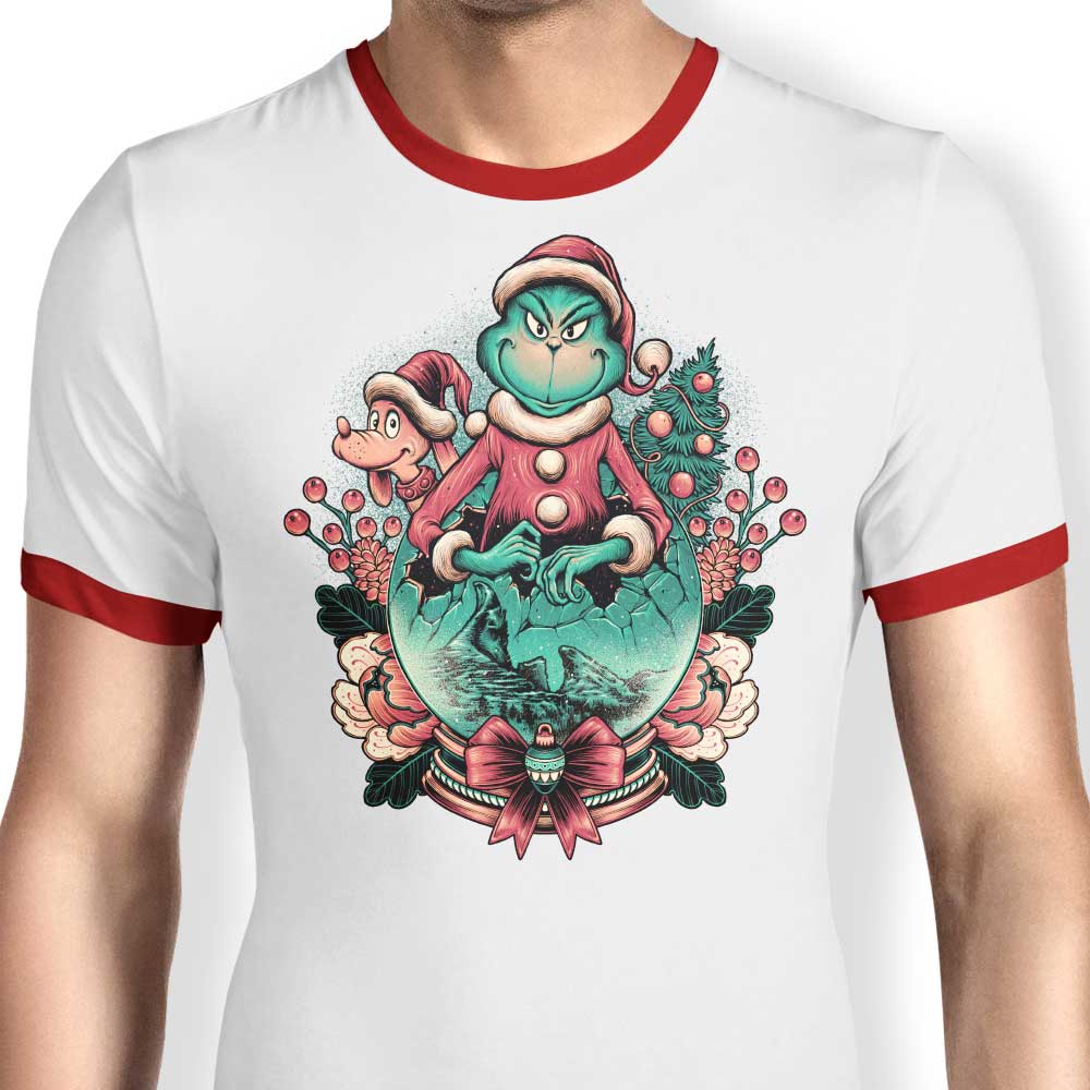Glitchygorilla's Christmas Grumpy Ringer T - Shirt for Men, S - 4XL Sizes