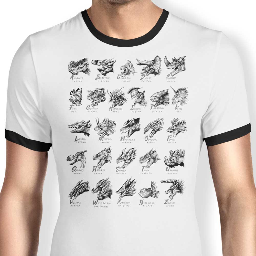 Adam Works Monsterpedia Men's Ringer Style Cotton T-Shirt