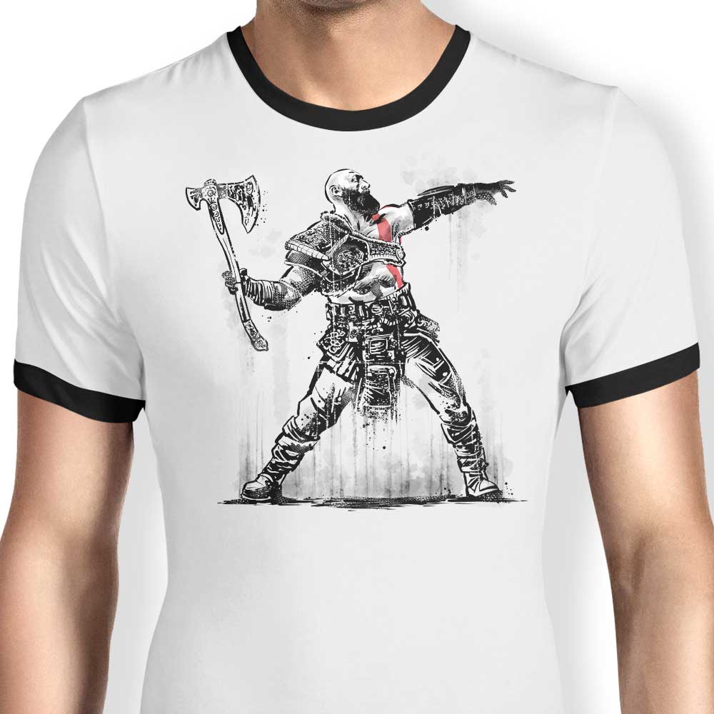 Zascanauta's God Throwing Axe Men's Comfortable Ringer T-Shirt in S - 4XL