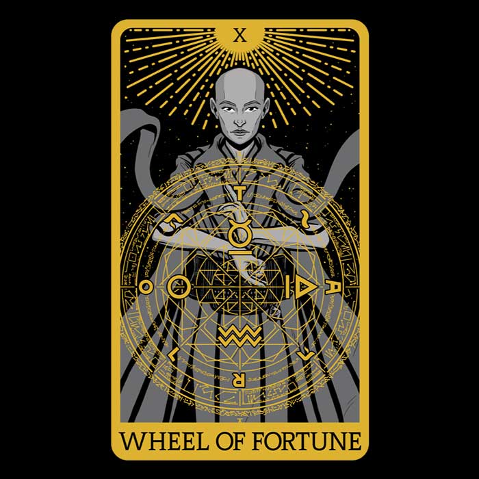 Men's Danielmorris1993 Tarot Wheel of Fortune Ringer Cotton T-Shirt