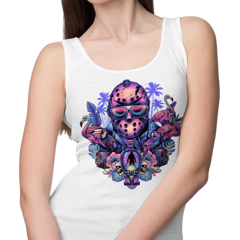 Glitchygorilla's Comfortable Tropical Camper Unisex and Women's Tank Tops