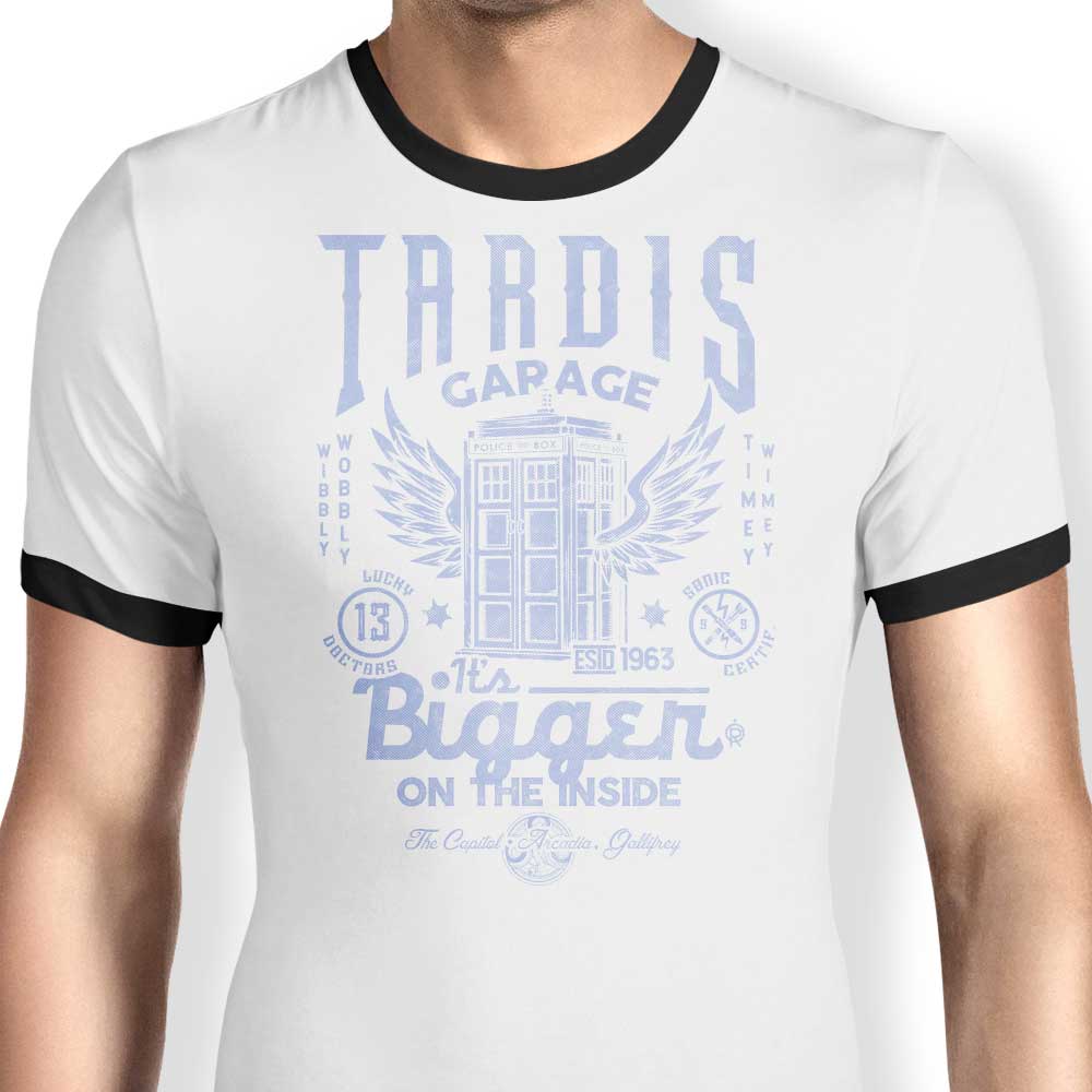 Arinesart's Cool Tardis Garage Ringer Style T - Shirt