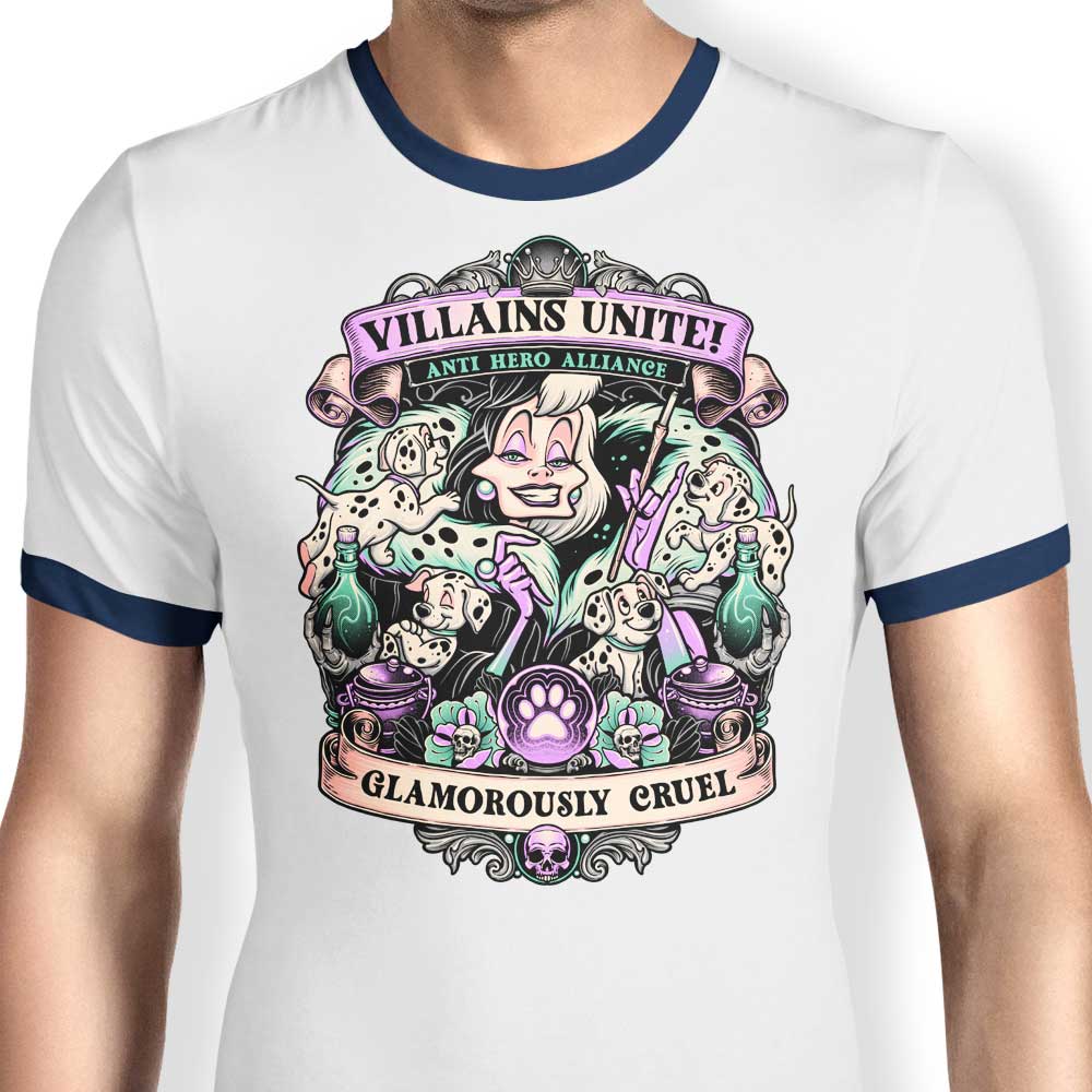 Stylishly Glamorous Cruel Men's Ringer T-Shirt by Momma Gorilla