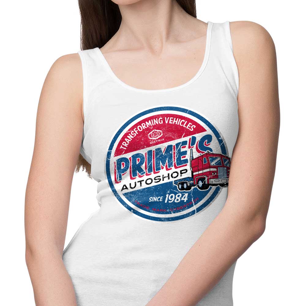 Prime's Auto Shop Men's Sleeveless Tank Top for Automotive Enthusiasts
