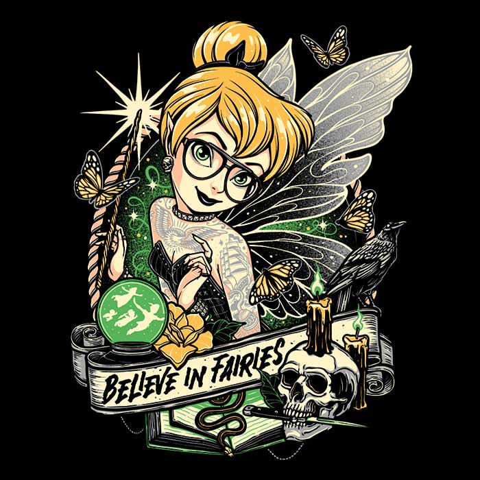 Momma Gorilla's 'Believe in Fairies' Men's Ringer Style Cotton T-Shirt