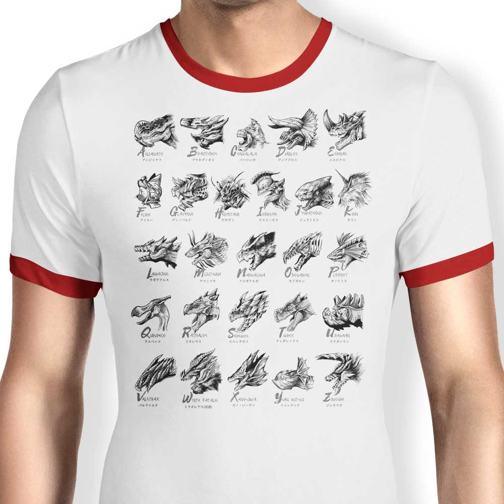 Adam Works Monsterpedia Men's Ringer Style Cotton T-Shirt