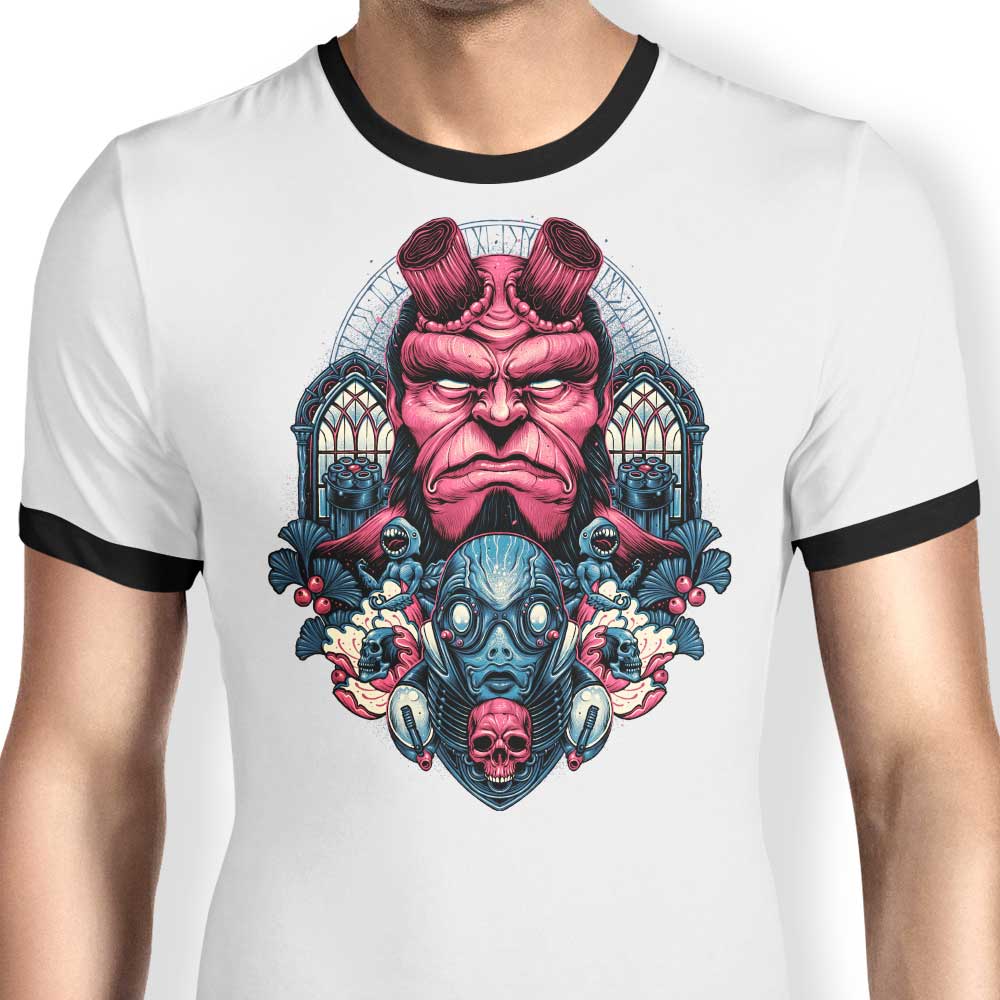 Glitchygorilla's Fire and Water Men's Stylish Ringer T - Shirt