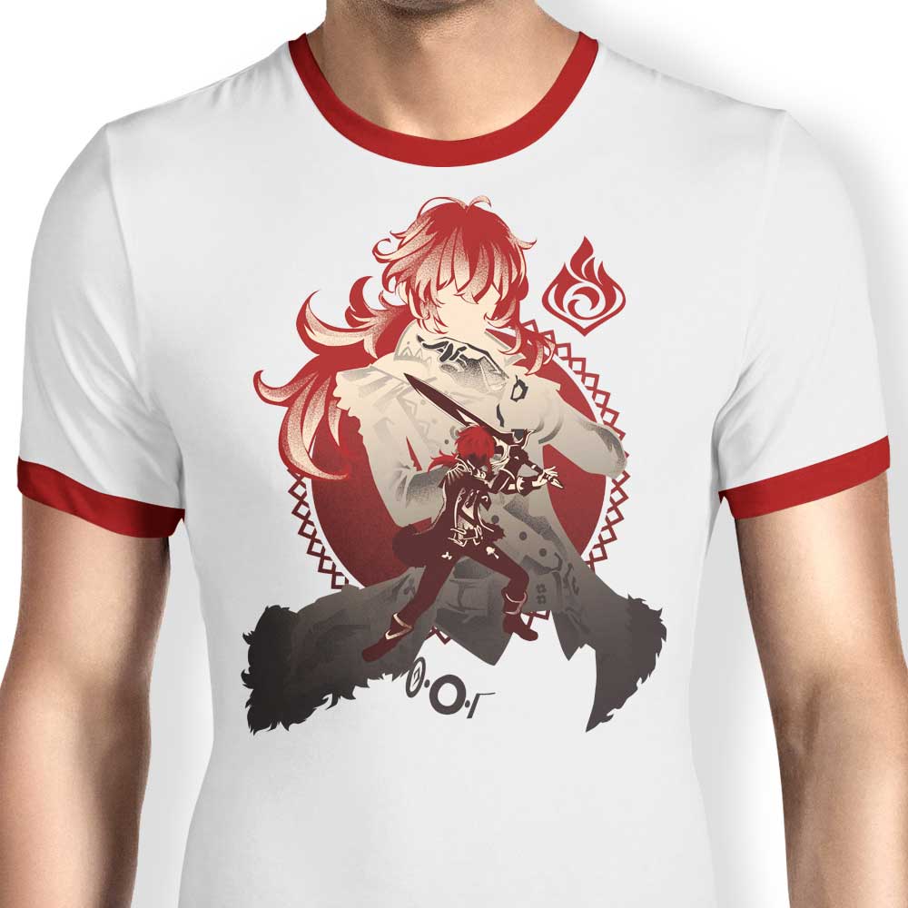 Hypertwenty Dark Side of Dawn Diluc Men's Stylish Ringer T - Shirt