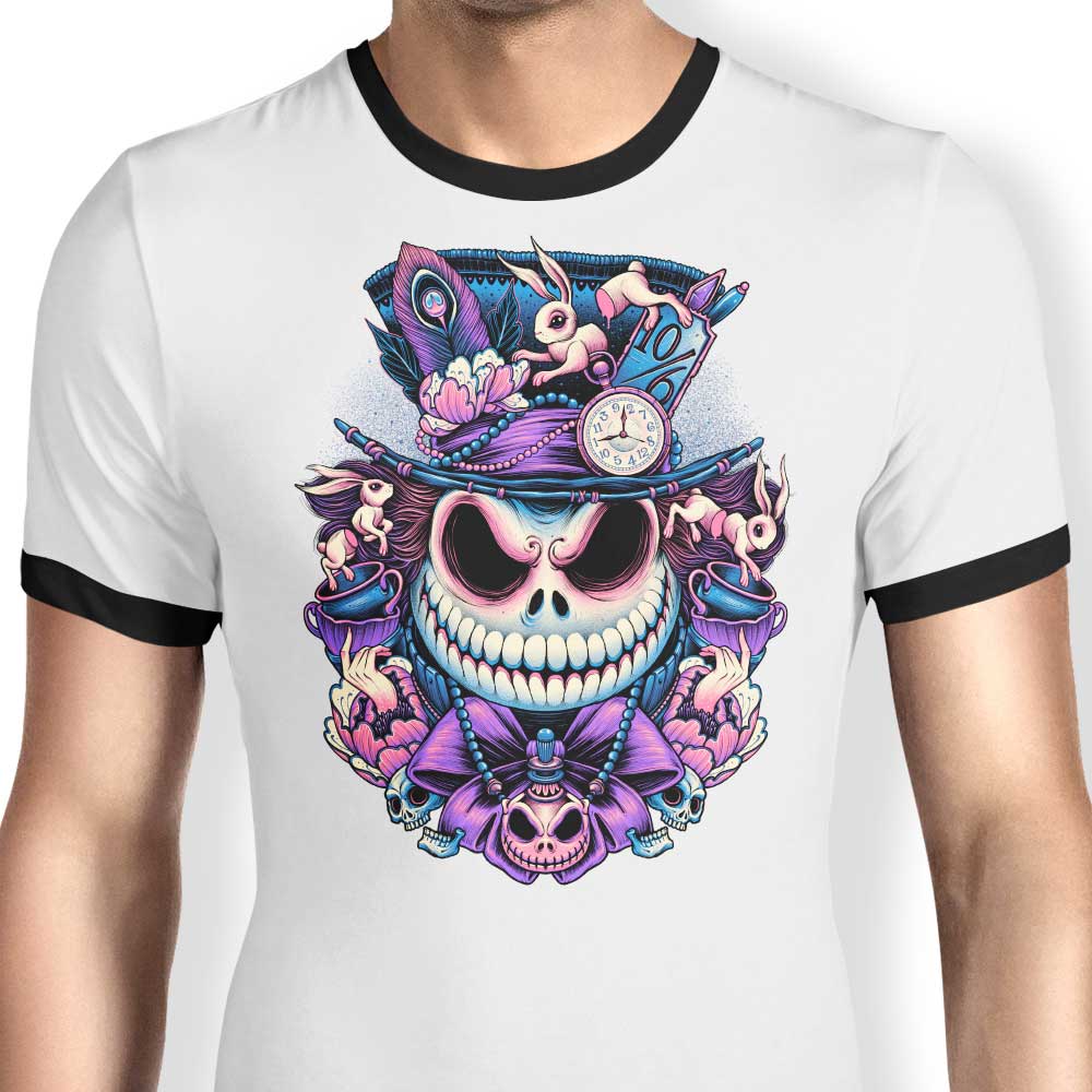 Glitchygorilla's Mad Skellington Men's 100% Cotton Ringer T-Shirt