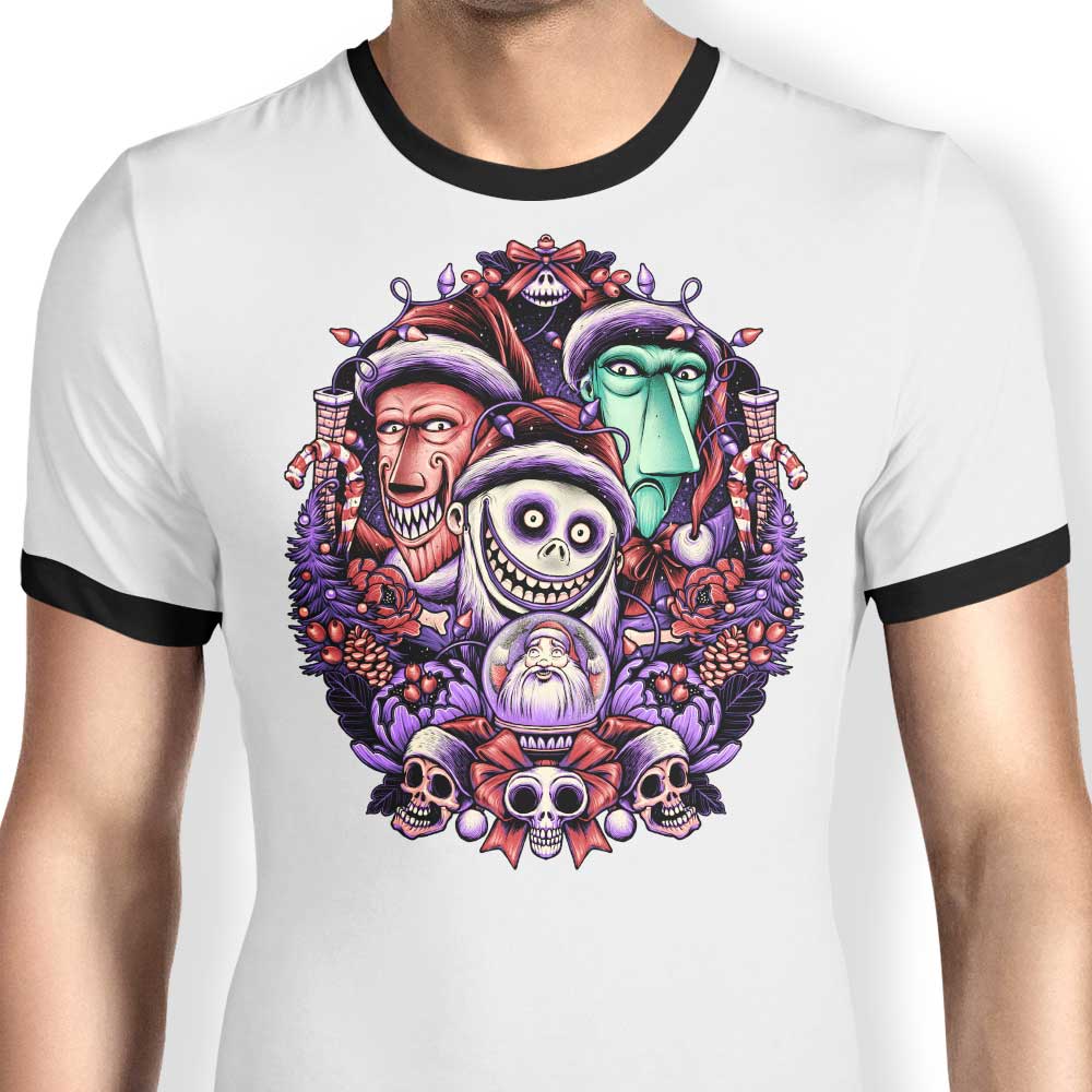 Glitchygorilla's Christmas Mischief Men's Ringer T - Shirt in S to 4XL Sizes