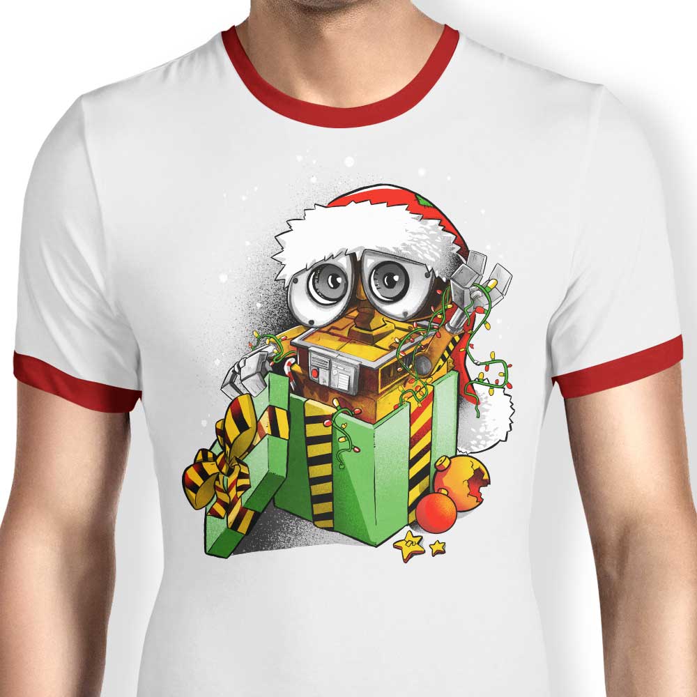 Alemaglia Christmas Robot Men's Ringer T-Shirt in S - 4XL Sizes