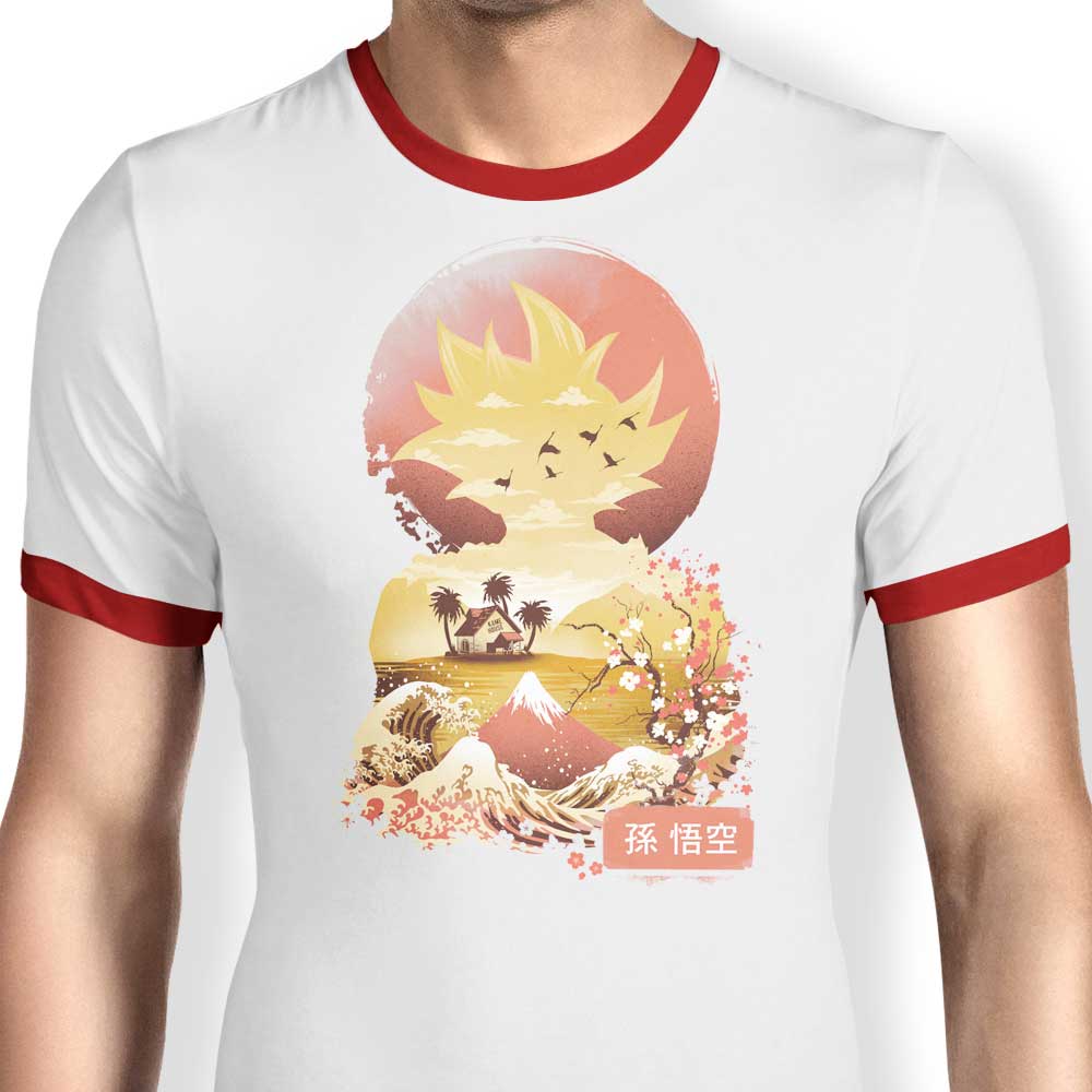 Stylish Ukiyo - e Saiyan Men's Ringer T - Shirt in S - 4XL Sizes