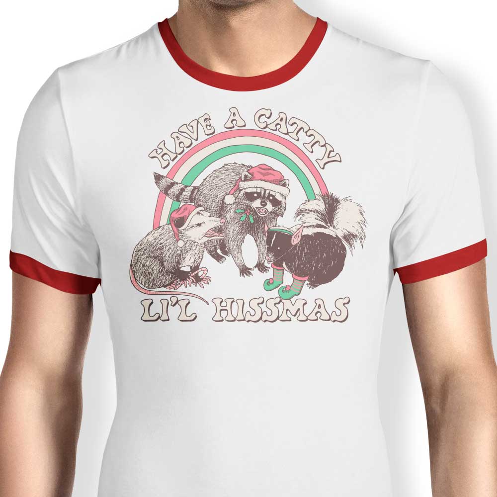Hillary White's Catty Li'l Hissmas Men's 100% Cotton Ringer T-Shirt
