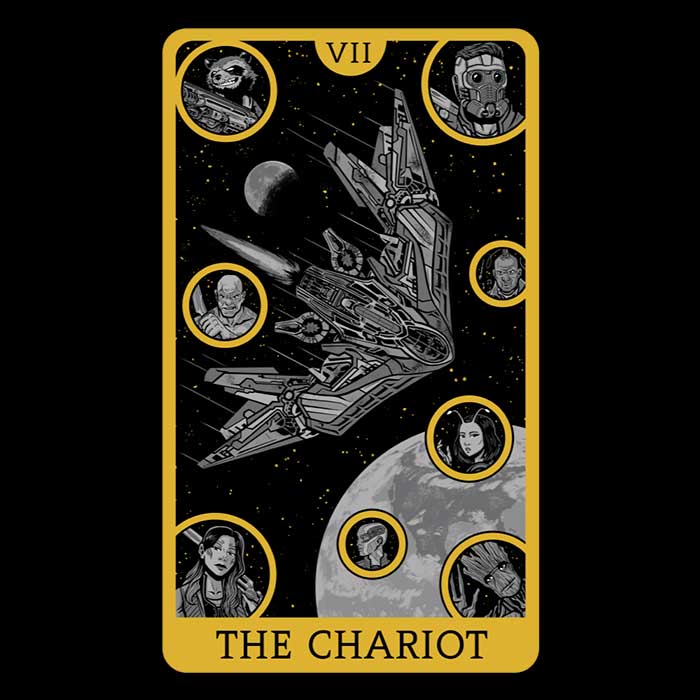 Tarot - The Chariot Men's Ringer Cotton T-Shirt in S - 4XL Sizes