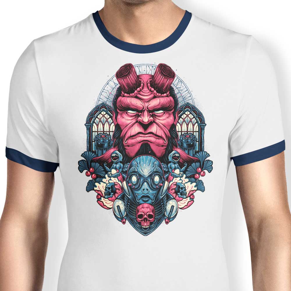Glitchygorilla's Fire and Water Men's Stylish Ringer T - Shirt