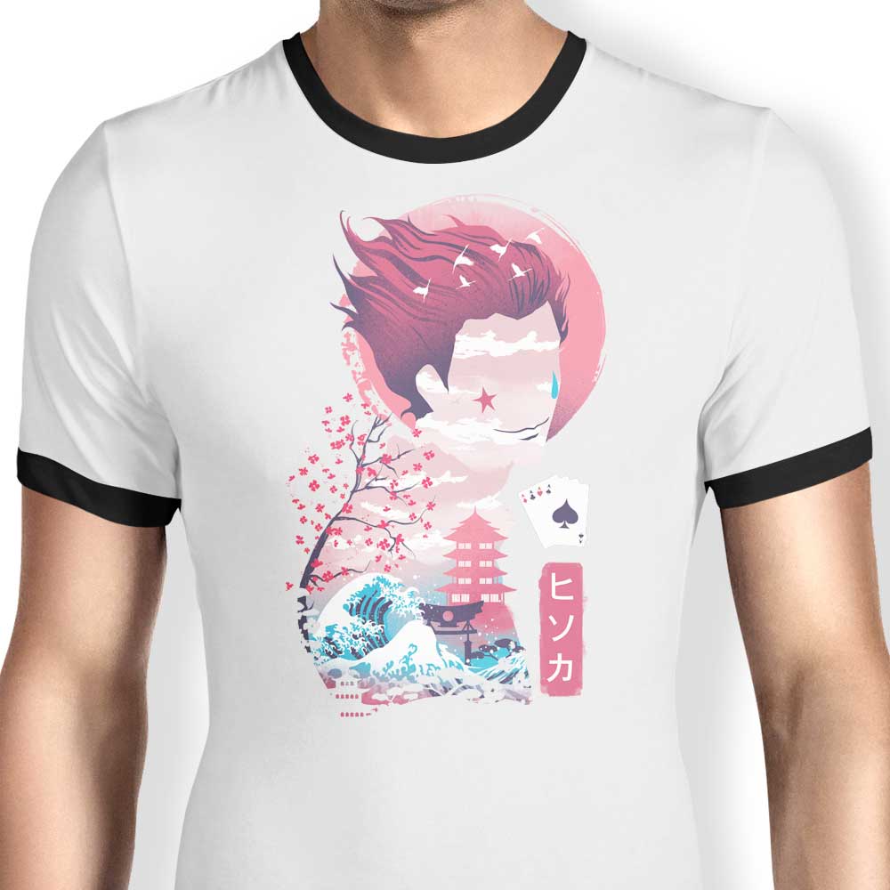 Dandingeroz Ukiyo - e Hunter Men's 100% Cotton Ringer T - Shirt