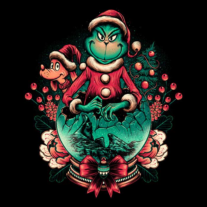 Glitchygorilla's Christmas Grumpy Ringer T - Shirt for Men, S - 4XL Sizes