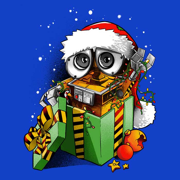 Alemaglia Christmas Robot Men's Ringer T-Shirt in S - 4XL Sizes