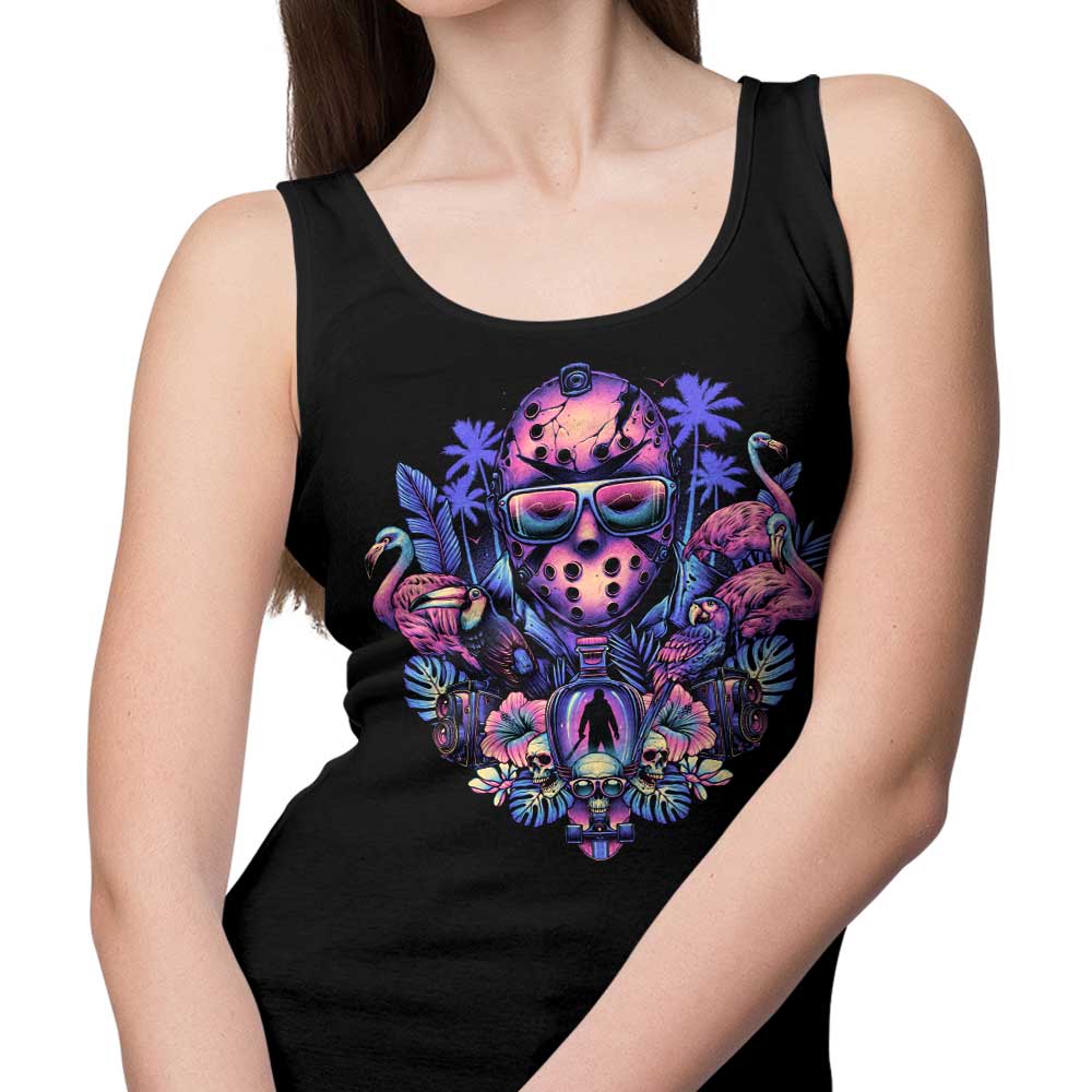 Glitchygorilla's Comfortable Tropical Camper Unisex and Women's Tank Tops