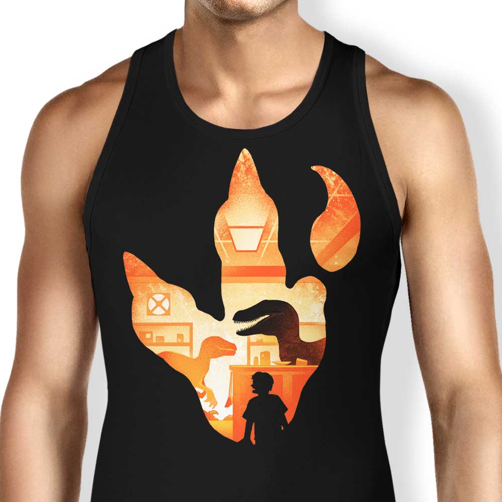 Alemaglia's Stylish Velociraptor Footprint Tank Top