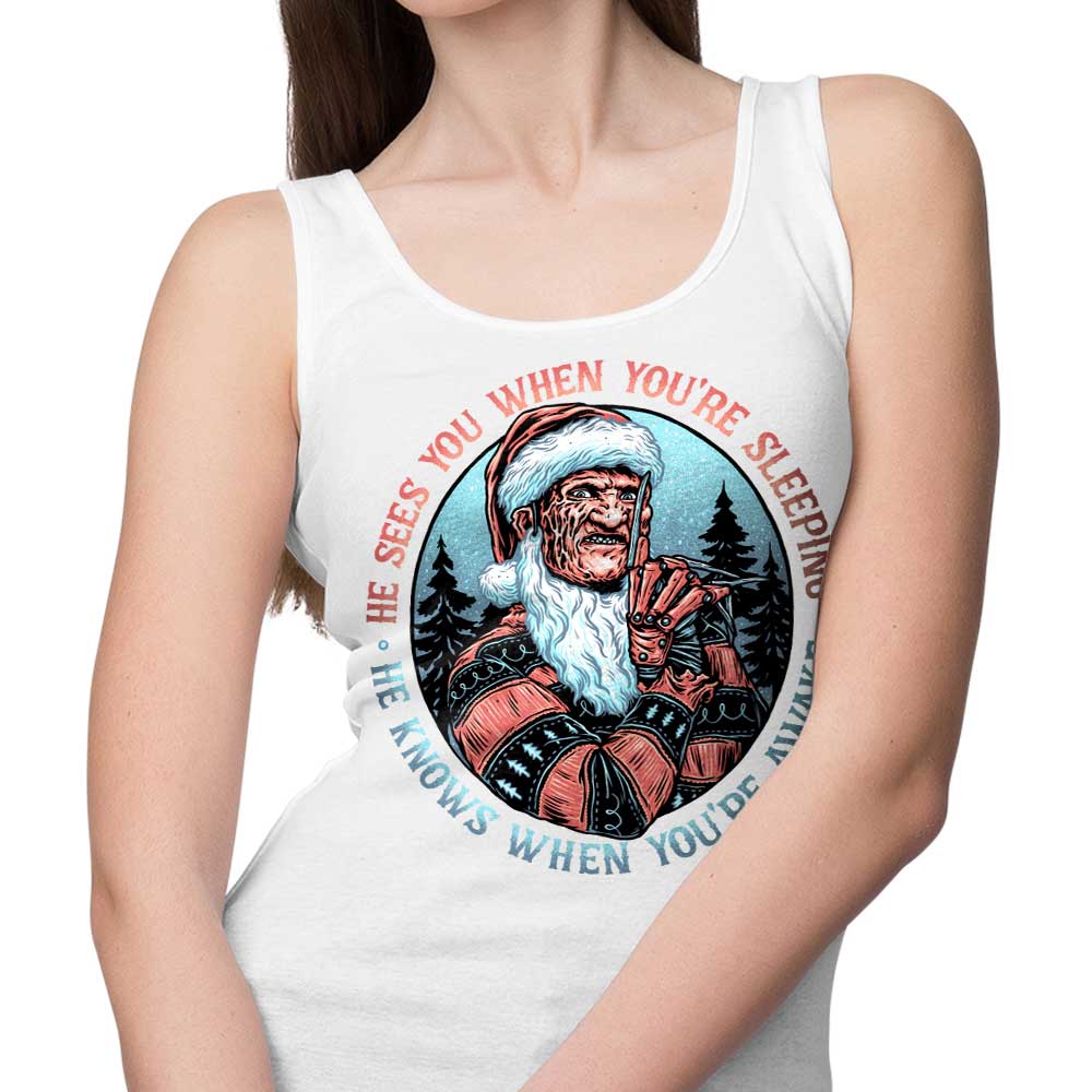 Momma Gorilla's Spooky Nightmare Santa Design Tank Top for a Chilling Look