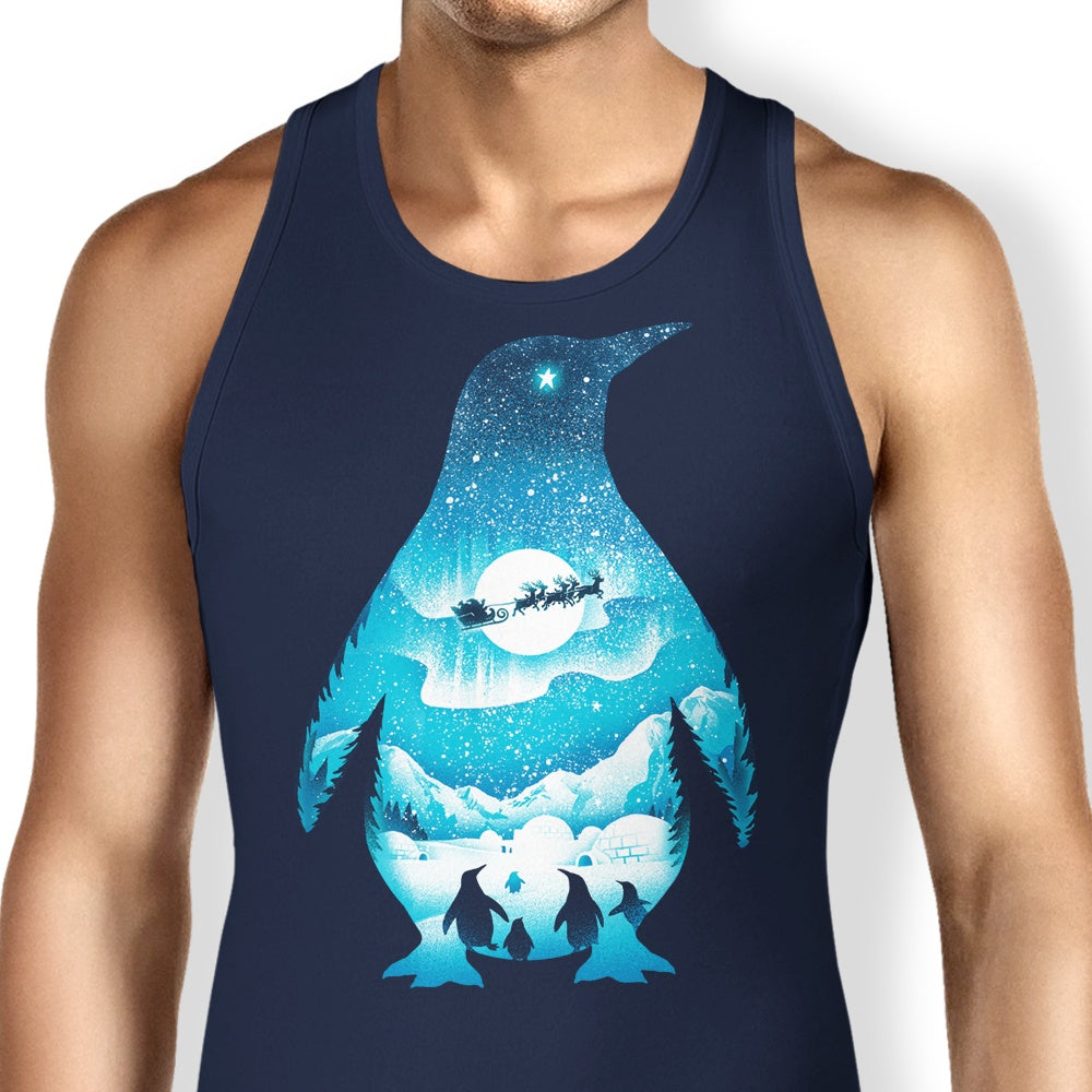 Christmas-themed Penguin Print Tank Top for Casual Wear