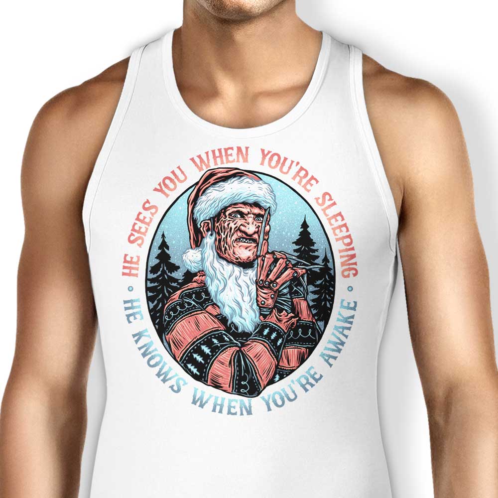 Momma Gorilla's Spooky Nightmare Santa Design Tank Top for a Chilling Look