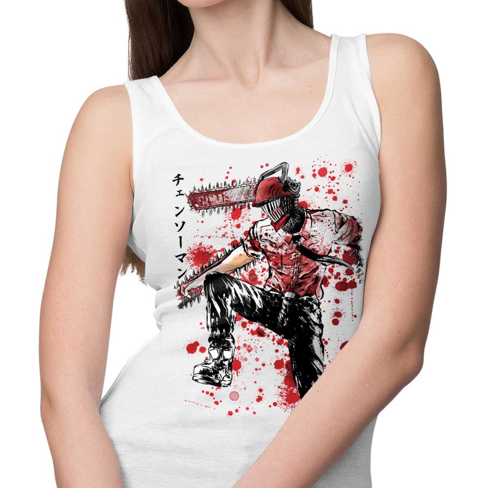 Dr. Monekers Chainsaw Sumi - e Print Men's and Unisex and Women's Tank Tops
