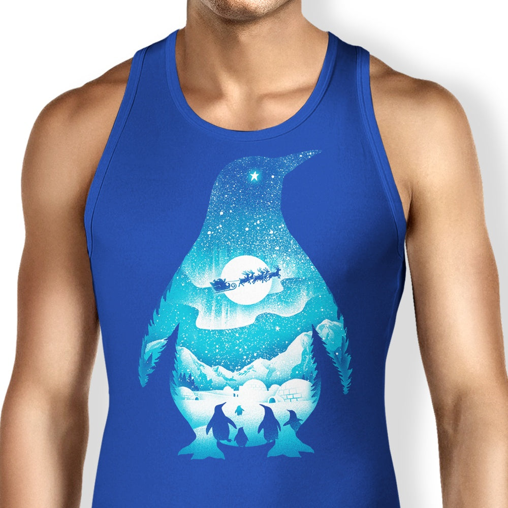 Christmas-themed Penguin Print Tank Top for Casual Wear