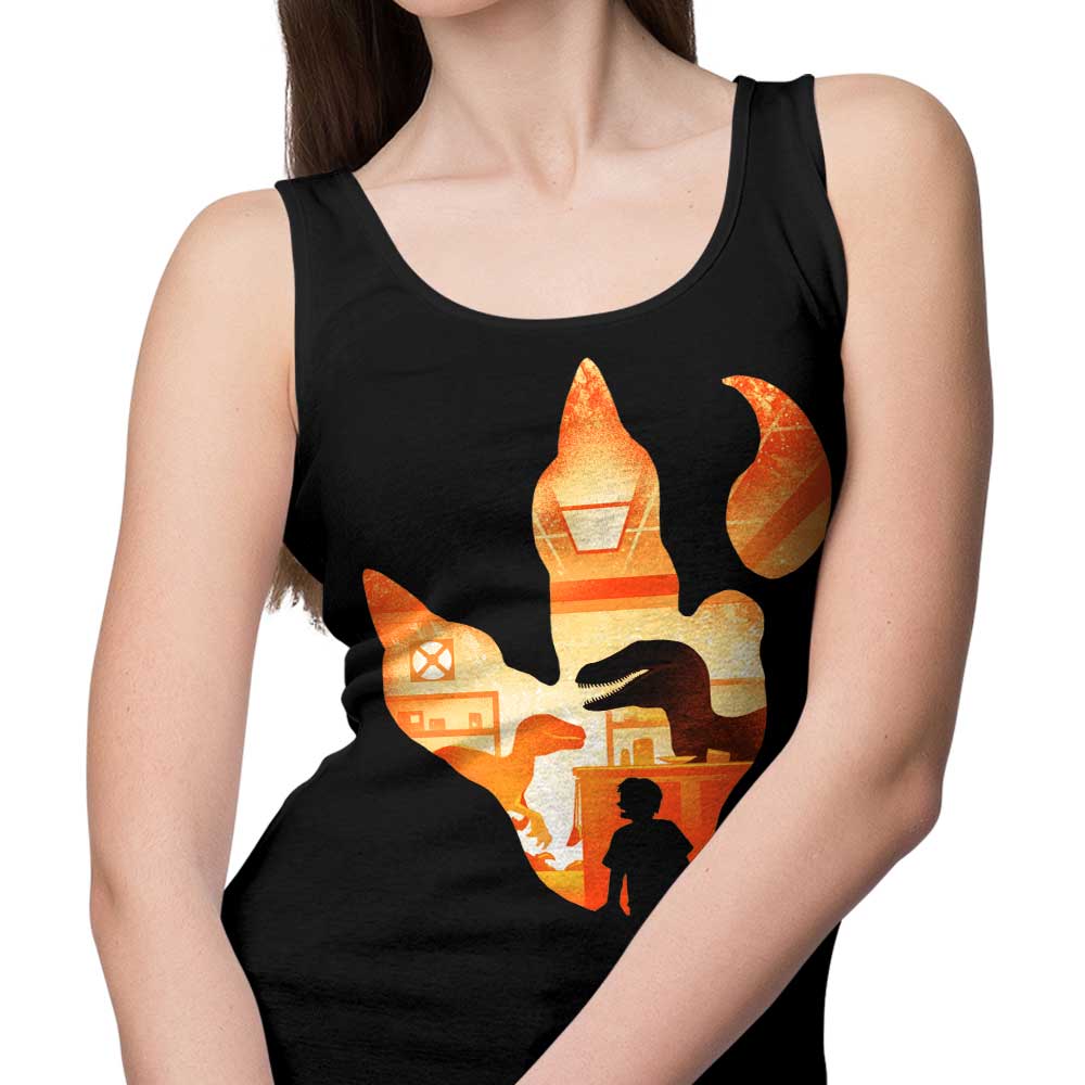 Alemaglia's Stylish Velociraptor Footprint Tank Top