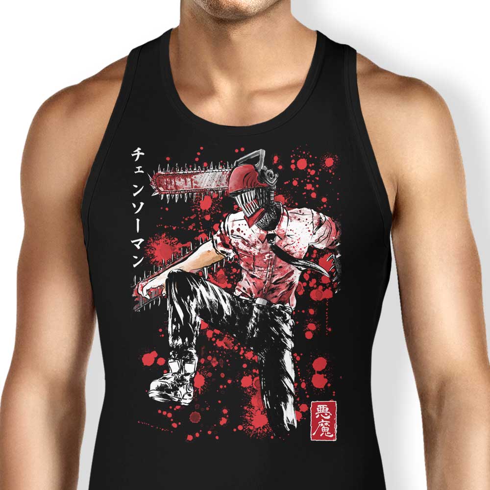Dr. Monekers Chainsaw Sumi - e Print Men's and Unisex and Women's Tank Tops
