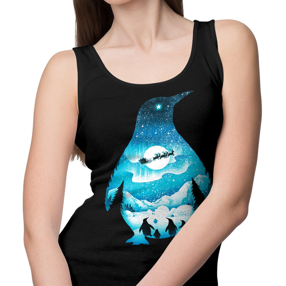 Christmas-themed Penguin Print Tank Top for Casual Wear