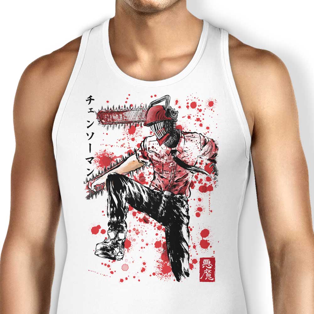Dr. Monekers Chainsaw Sumi - e Print Men's and Unisex and Women's Tank Tops