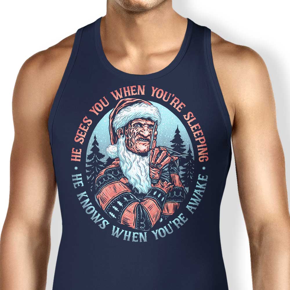 Momma Gorilla's Spooky Nightmare Santa Design Tank Top for a Chilling Look