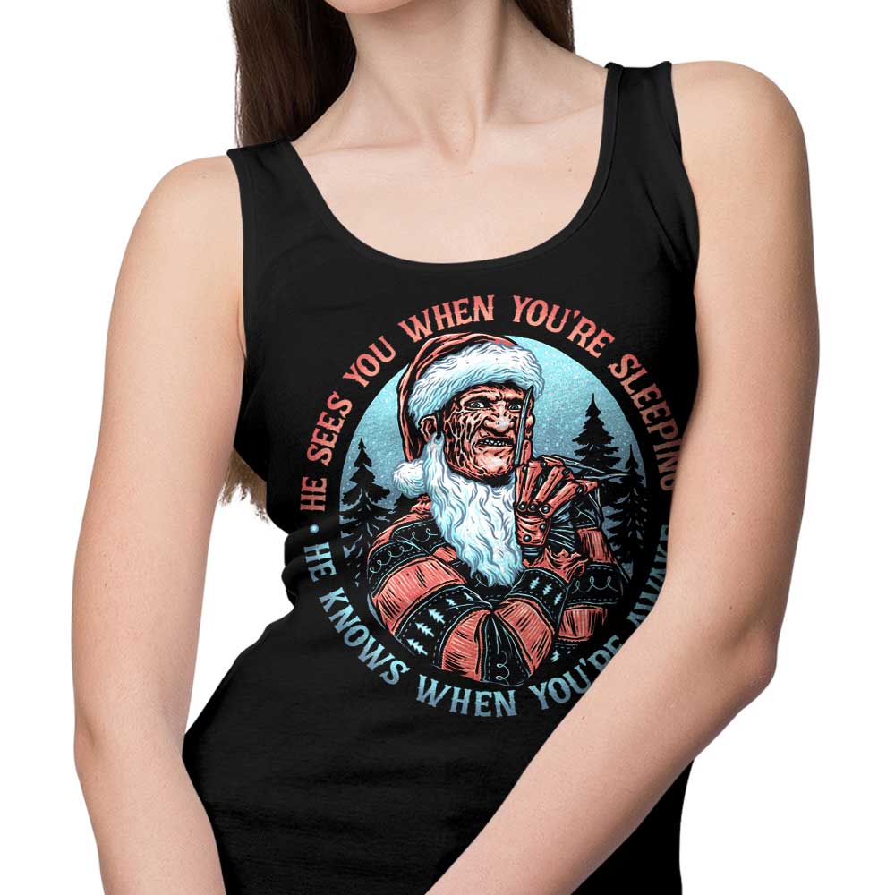 Momma Gorilla's Spooky Nightmare Santa Design Tank Top for a Chilling Look