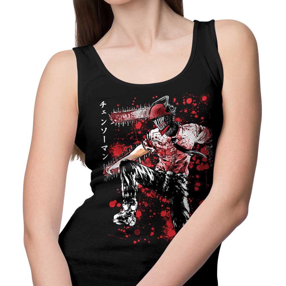 Dr. Monekers Chainsaw Sumi - e Print Men's and Unisex and Women's Tank Tops
