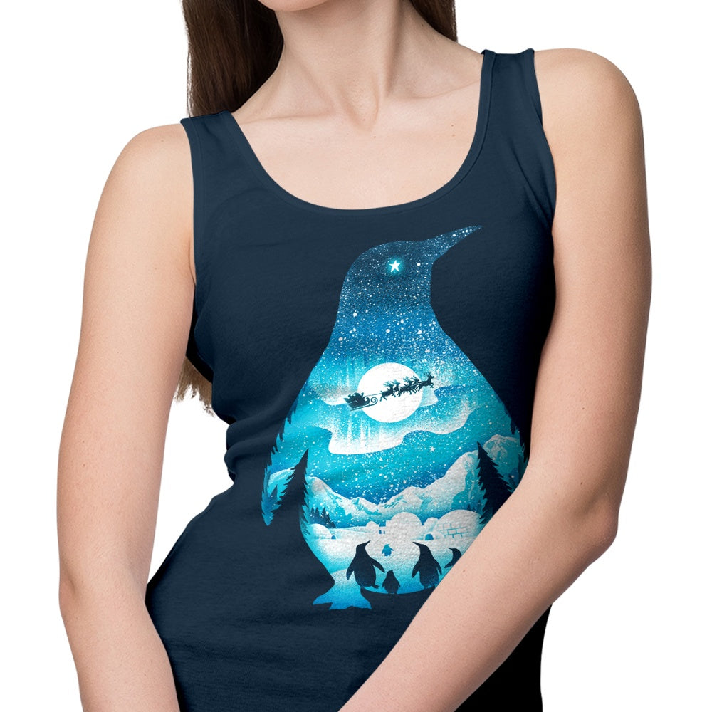 Christmas-themed Penguin Print Tank Top for Casual Wear