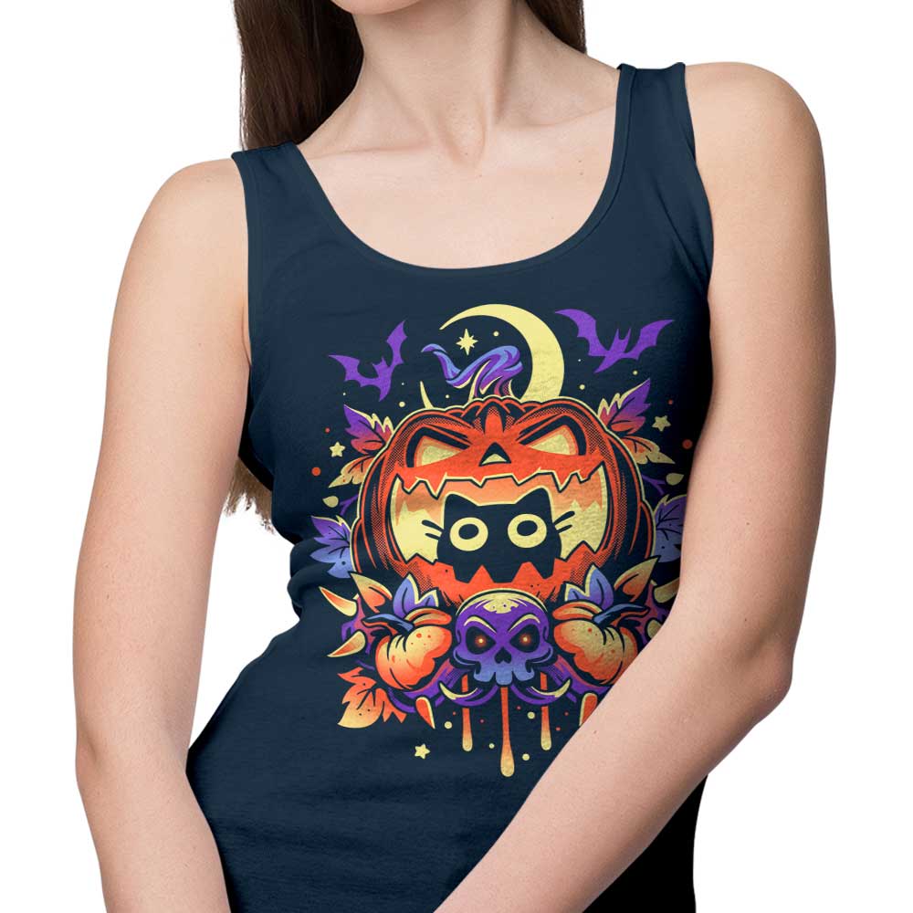 Halloween-themed Cat Print Women's Tank Top
