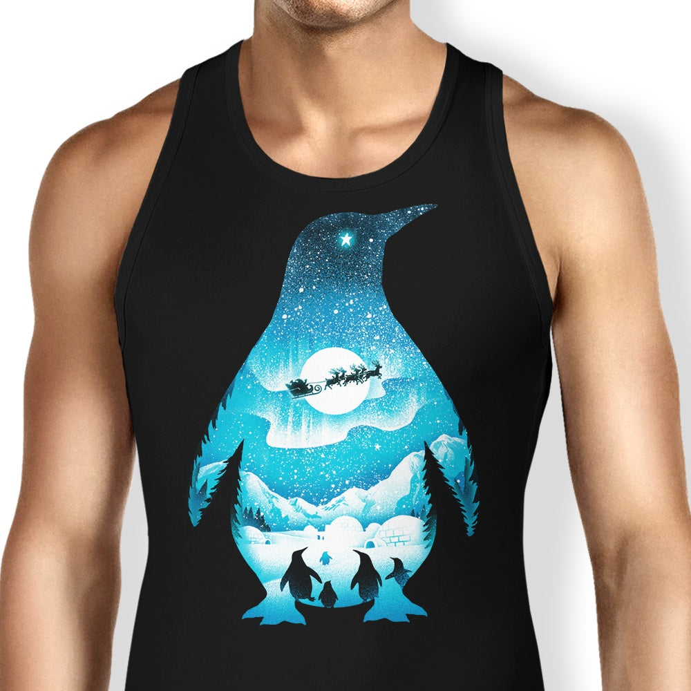 Christmas-themed Penguin Print Tank Top for Casual Wear
